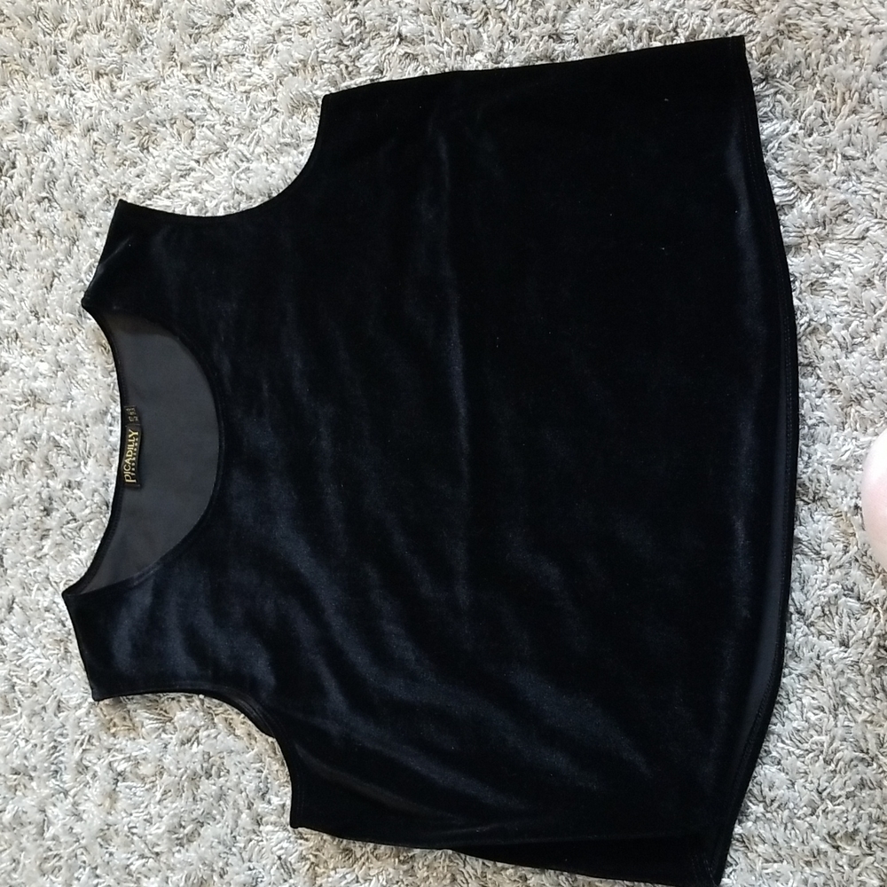(XL) Picadilly Black Velvet Tank Classic Soft Flattering Retro Goth Evening